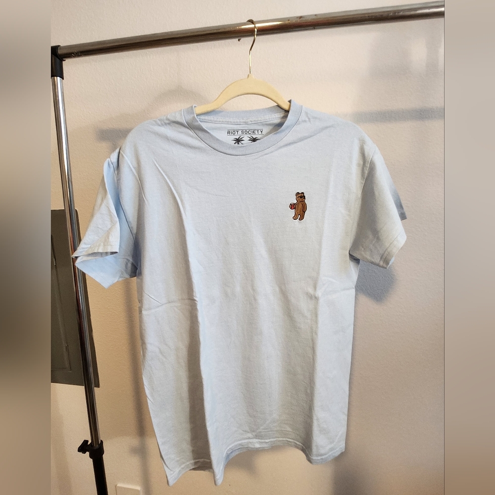 Society Sky Blue Men's Tee with Bear Patch